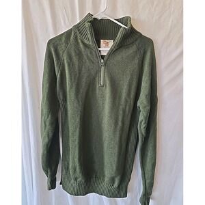 Duckworth 100% Wool‎ Field Master  Zip Neck Sweater Men's Sz S Green Made In USA